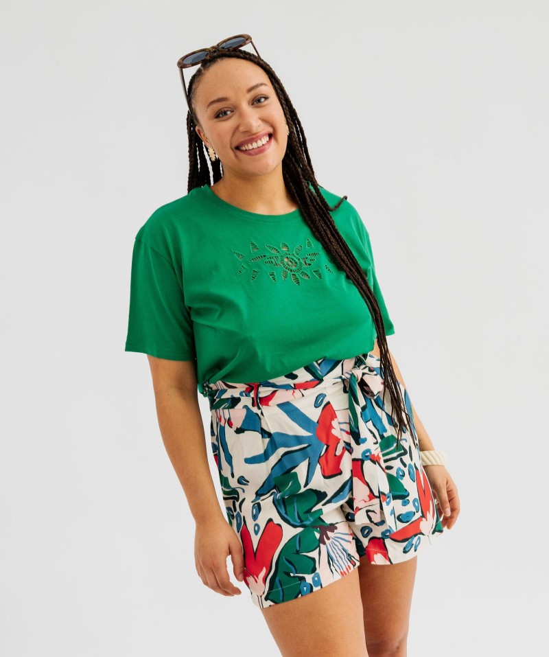 Short fluide à motifs fleuris femme grande taille